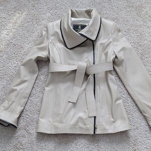 Cream Italian Leather Jacket Blazer